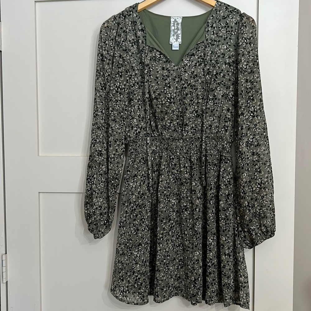 Dry Goods, Sadie & Sage green cheetah print dress